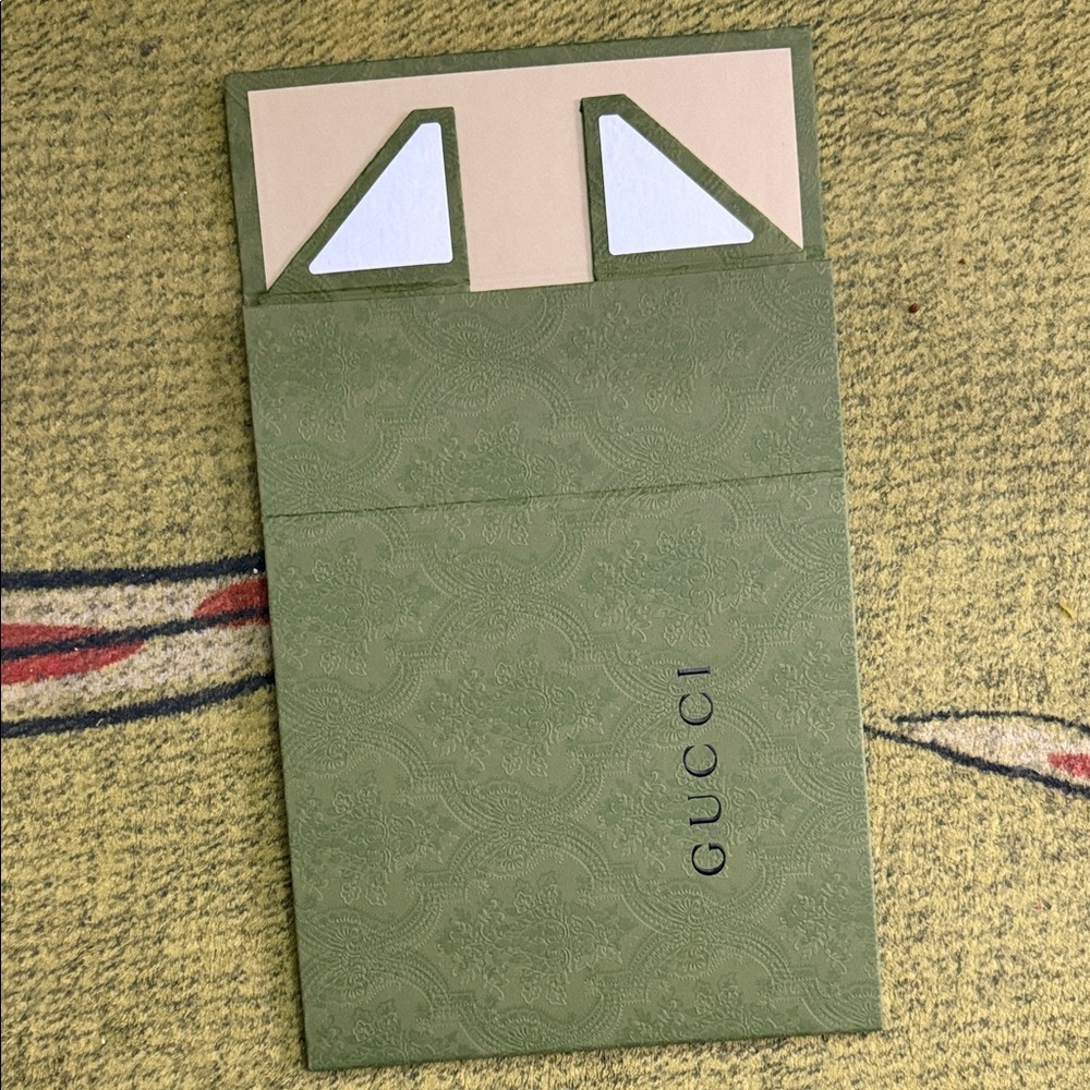 Gucci Olive Green Embossed box fits dog clothing or small wallet